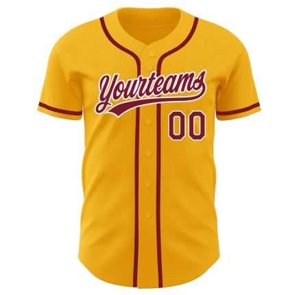 Custom Crimson-White Gold Baseball Jersey - Authentic Sports Apparel Custom Gold Crimson-White Authentic Baseball Jersey