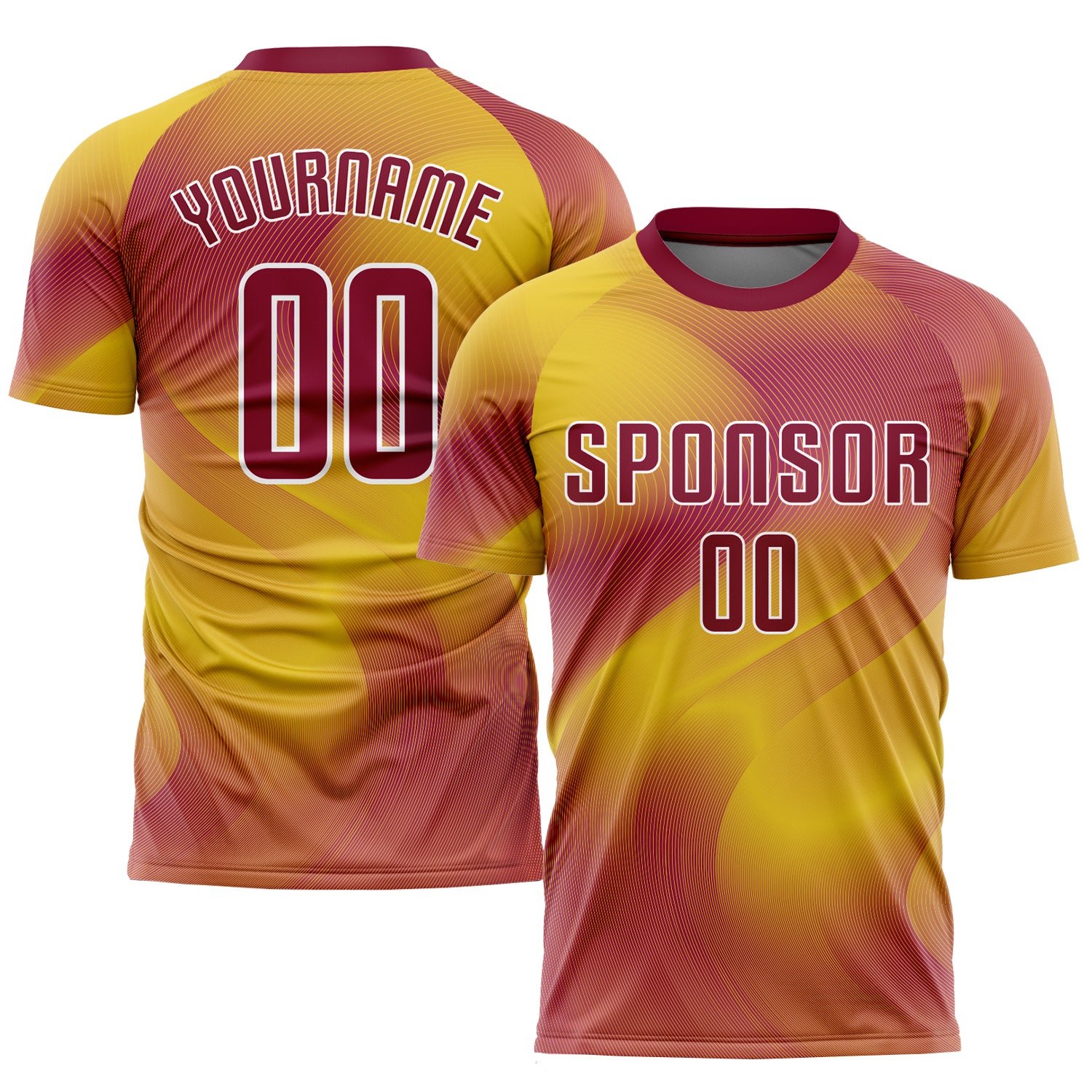 Custom Gold Crimson White Soccer Jersey - Personalized Sublimation Uniform Custom Gold Crimson-White Sublimation Soccer Uniform