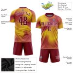 Custom Gold Crimson White Soccer Jersey - Personalized Sublimation Uniform Custom Gold Crimson-White Sublimation Soccer Uniform