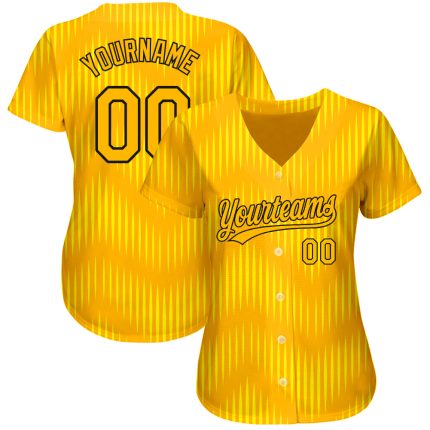 Custom Gold-Black 3D Pattern Baseball Jersey - Authentic Design for Sports Fans Custom Gold Gold-Black 3D Pattern Design