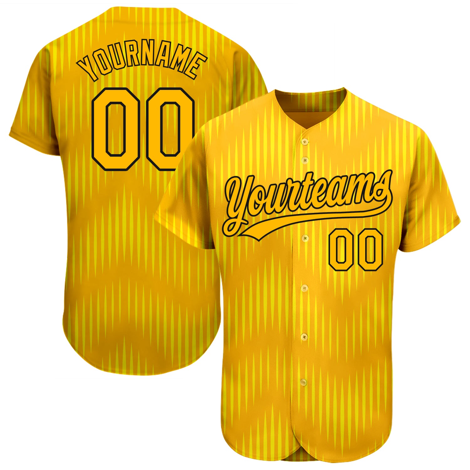 Custom Gold-Black 3D Pattern Baseball Jersey - Authentic Design for Sports Fans Custom Gold Gold-Black 3D Pattern Design