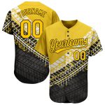 Custom Gold Black 3D Pattern Baseball Jersey - Authentic Style 8179 Custom Gold Gold-Black 3D Pattern Design Authentic Baseball