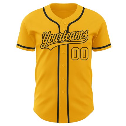 Custom Gold-Black Baseball Jersey - Authentic Design, Perfect for Fans and Players Custom Gold Gold-Black Authentic Baseball