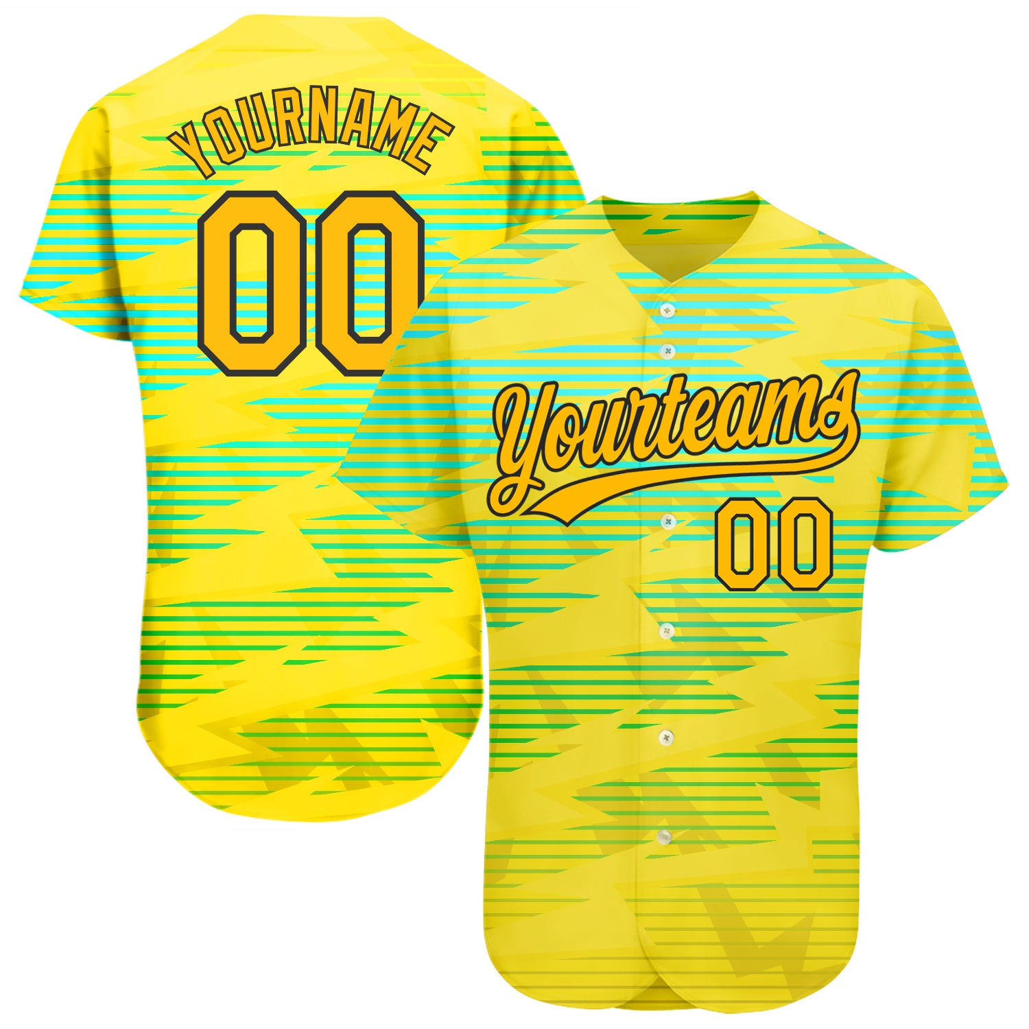 Custom Gold Black Light Blue 3D Pattern Baseball Jersey - Authentic Design Custom Gold Gold Black-Light Blue 3D Pattern Design