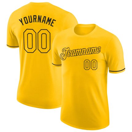 Custom Gold Black Performance T-Shirt for Men - Stylish Athletic Shirt Custom Gold Gold-Black Performance T-Shirt