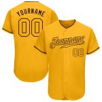 Custom Gold-Brown Authentic Baseball Jersey - Personalized Mens Sportswear Custom Gold Gold-Brown Authentic Baseball Jersey