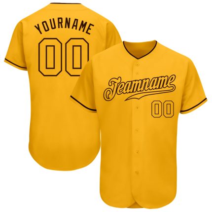 Custom Gold-Brown Authentic Baseball Jersey - Personalized Mens Sportswear Custom Gold Gold-Brown Authentic Baseball Jersey