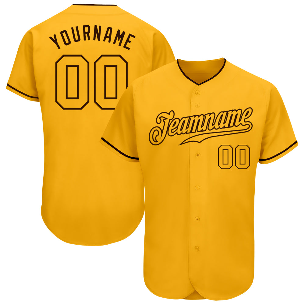 Custom Gold-Brown Authentic Baseball Jersey - Personalized Mens Sportswear Custom Gold Gold-Brown Authentic Baseball Jersey
