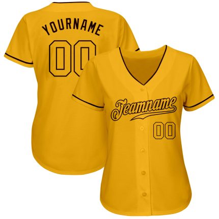 Custom Gold-Brown Authentic Baseball Jersey - Personalized Mens Sportswear Custom Gold Gold-Brown Authentic Baseball Jersey