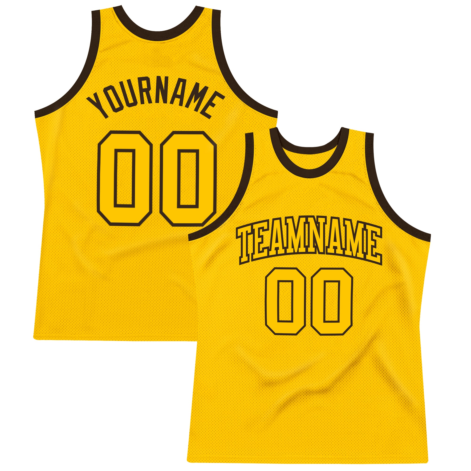 Authentic Gold-Brown Custom Basketball Jersey - Throwback Style Jersey Custom Gold Gold-Brown Authentic Throwback Basketball