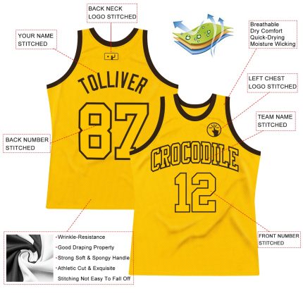 Authentic Gold-Brown Custom Basketball Jersey - Throwback Style Jersey Custom Gold Gold-Brown Authentic Throwback Basketball