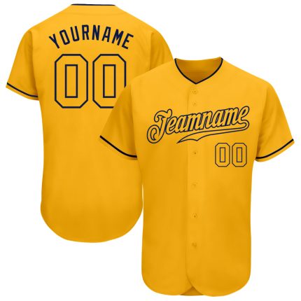 Custom Gold Navy Baseball Jersey 8877 - Authentic Style Sports Apparel Custom Gold Gold-Navy Authentic Baseball Jersey Style