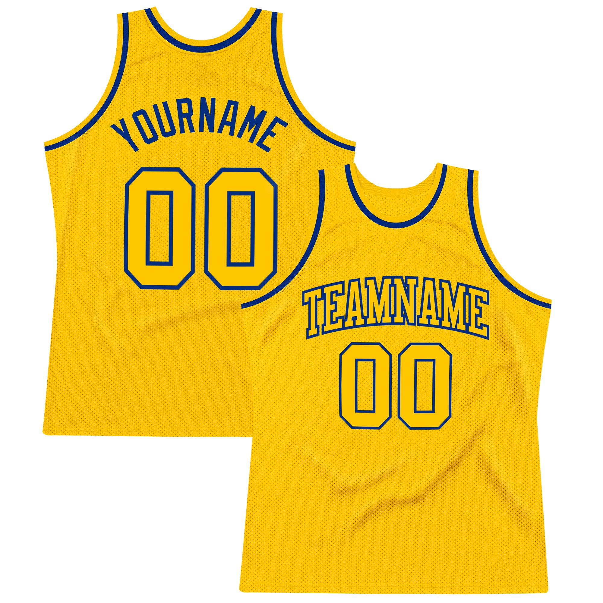 Custom Gold Royal Basketball Jersey - Authentic Throwback Style Jersey Custom Gold Gold-Royal Authentic Throwback Basketball