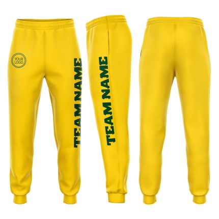 Custom Gold Green Fleece Jogger Pants for Men and Women - Comfortable Sweatpants Custom Gold Green Fleece Jogger Sweatpants