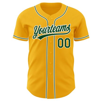 Authentic Custom Gold Green White Baseball Jersey Custom Gold Green-White Authentic Baseball Jersey