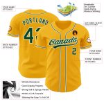 Authentic Custom Gold Green White Baseball Jersey Custom Gold Green-White Authentic Baseball Jersey