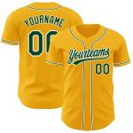 Authentic Custom Gold Green White Baseball Jersey Custom Gold Green-White Authentic Baseball Jersey