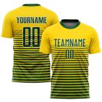 Custom Green White Gold Soccer Jersey Sublimation Uniform Style 8915 Custom Gold Green-White Sublimation Soccer Uniform Jersey