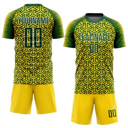 Custom Gold Green White Soccer Uniform Jersey - Sublimation Sports Gear Custom Gold Green-White Sublimation Soccer Uniform