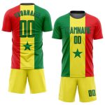 Senegalese Flag Soccer Jersey Custom Gold Kelly Green Red-Black Sublimation Uniform Custom Gold Kelly Green Red-Black Sublimation