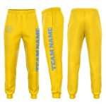 Light Blue Custom Gold Fleece Jogger Sweatpants for Men and Women Custom Gold Light Blue Fleece Jogger Sweatpants