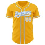 Custom Gold Light Blue White Baseball Jersey - Authentic Style 9245 Custom Gold Light Blue-White Authentic Baseball Jersey
