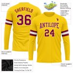 Custom Gold Maroon White Long Sleeve Performance Shirt for Men and Women Custom Gold Maroon-White Long Sleeve Performance