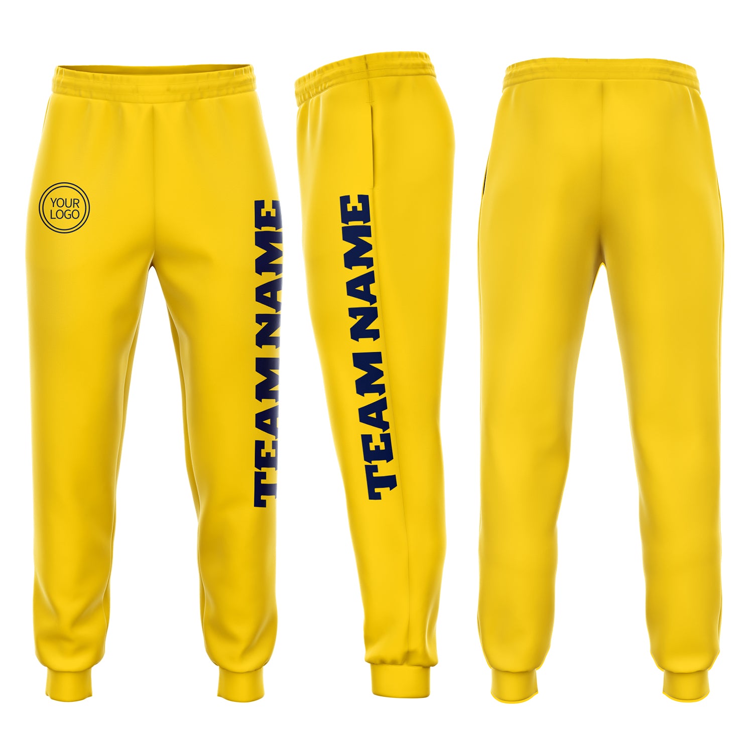 Custom Gold Navy Fleece Jogger Sweatpants for Men - Comfortable Activewear Pants Custom Gold Navy Fleece Jogger Sweatpants