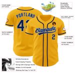 Personalized Gold Navy Light Blue Baseball Jersey - Authentic Custom Design Custom Gold Navy-Light Blue Authentic Baseball
