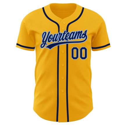 Personalized Gold Navy Light Blue Baseball Jersey - Authentic Custom Design Custom Gold Navy-Light Blue Authentic Baseball