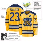 Custom Gold Navy Light Blue Hockey Jersey for Men and Women - Personalized Team Apparel Custom Gold Navy-Light Blue Hockey