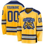 Custom Gold Navy Light Blue Hockey Jersey for Men and Women - Personalized Team Apparel Custom Gold Navy-Light Blue Hockey