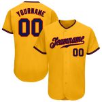 Custom Navy-Red Gold Baseball Jersey - Authentic Design, Personalized Sports Apparel Custom Gold Navy-Red Authentic Baseball