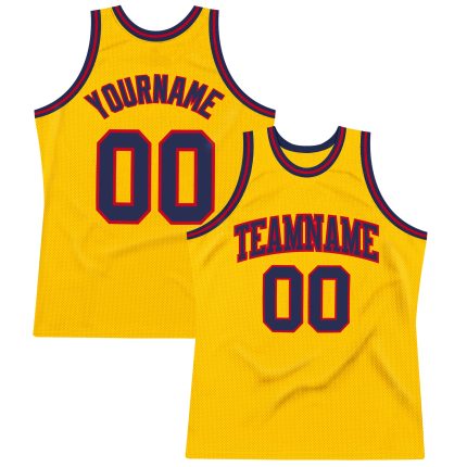 Custom Gold Navy Red Basketball Jersey - Authentic Throwback Style Custom Gold Navy-Red Authentic Throwback Basketball Jersey