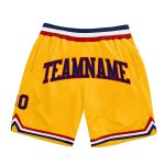 Authentic Throwback Basketball Shorts in Custom Gold Navy-Red Design Custom Gold Navy-Red Authentic Throwback Basketball
