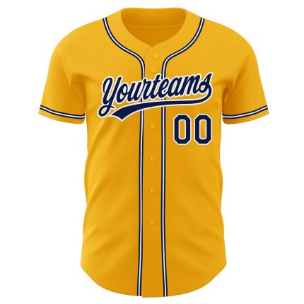 Custom Gold Navy White Baseball Jersey - Authentic Style 8724 Custom Gold Navy-White Authentic Baseball Jersey Style 8724