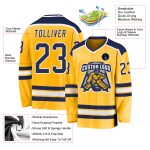 Custom Gold Hockey Jersey - Navy and White Design, Personalized Team Apparel Custom Gold Navy-White Hockey Jersey
