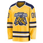 Custom Gold Hockey Jersey - Navy and White Design, Personalized Team Apparel Custom Gold Navy-White Hockey Jersey
