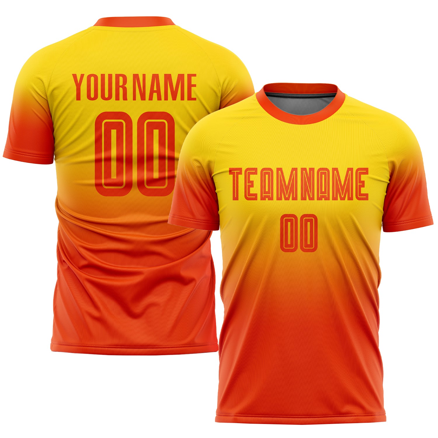 Custom Gold Orange Sublimation Fade Fashion Soccer Uniform Jersey Gold Orange Fade Soccer Jersey Custom Sublimation Fashion Uniform Custom Gold Orange Sublimation Fade Fashion Soccer Uniform
