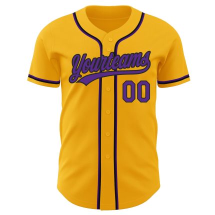 Gold Purple Black Custom Baseball Jersey - Authentic Design for Fans Custom Gold Purple-Black Authentic Baseball Jersey
