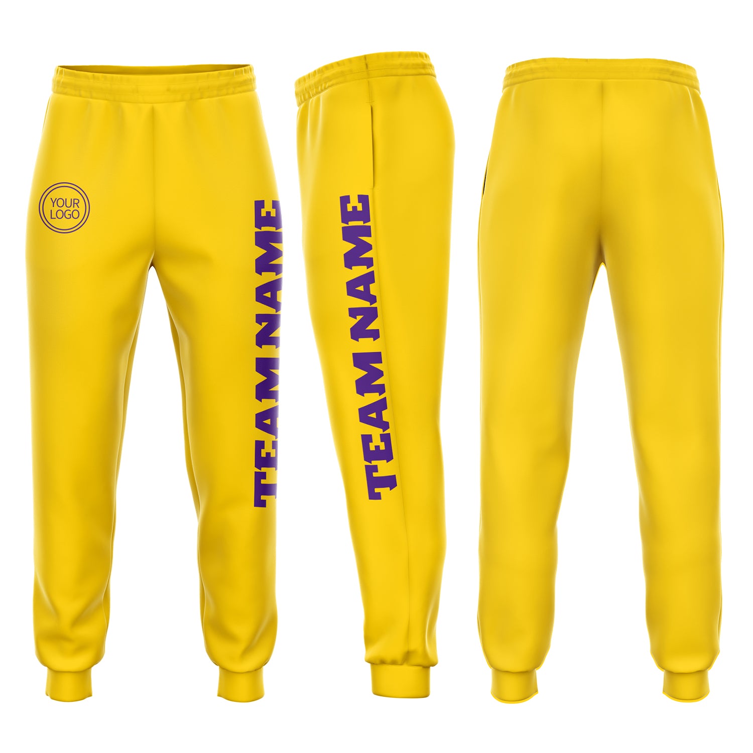 Gold Purple Custom Fleece Jogger Pants for Men and Women - Comfortable Sweatpants Custom Gold Purple Fleece Jogger Sweatpants