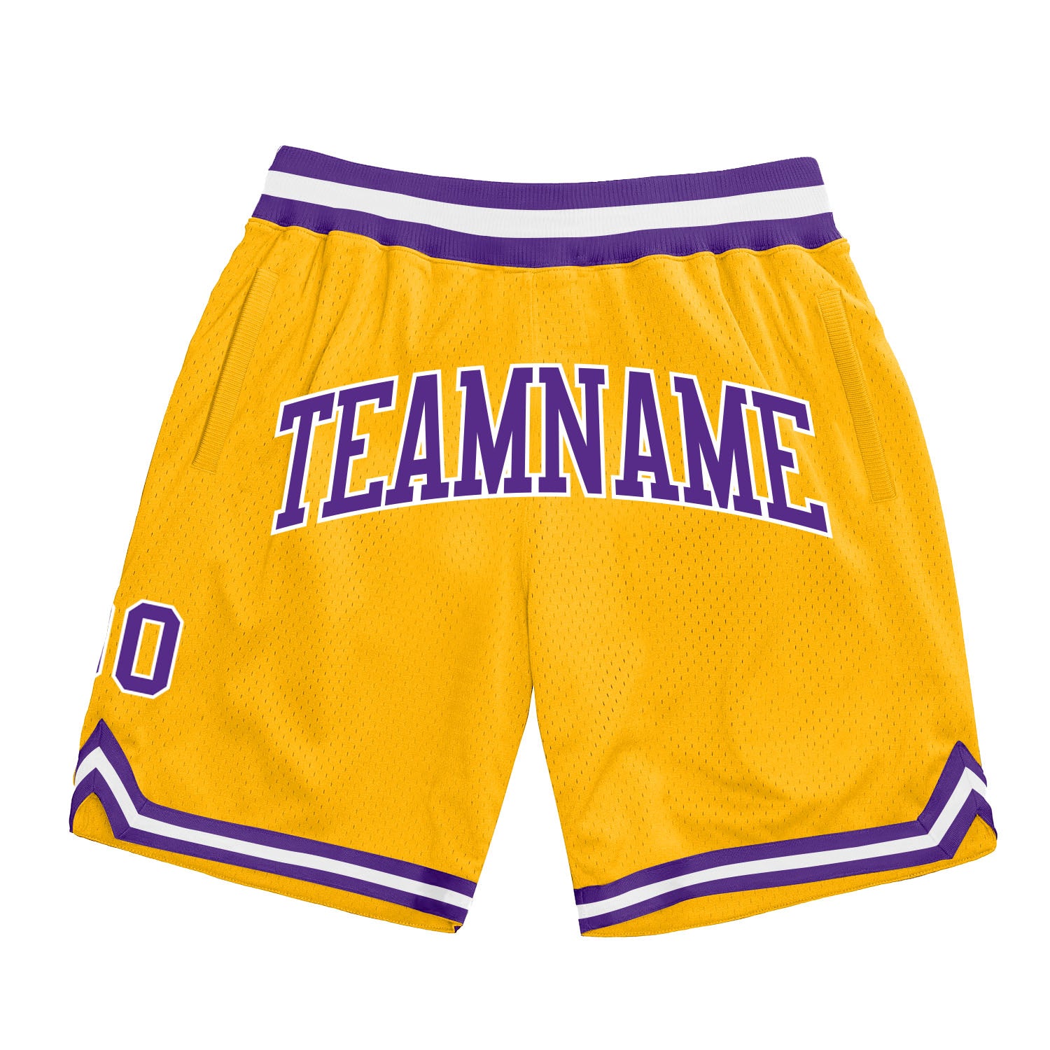 Gold Purple-White Custom Authentic Basketball Shorts - Throwback Style Custom Gold Purple-White Authentic Throwback Basketball