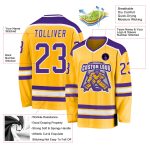 Custom Purple White Gold Hockey Jersey - Personalized Team Jersey for Fans Custom Gold Purple-White Hockey Jersey