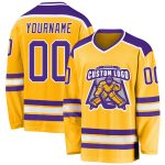 Custom Purple White Gold Hockey Jersey - Personalized Team Jersey for Fans Custom Gold Purple-White Hockey Jersey