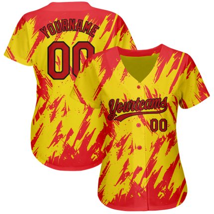 Custom Gold Red Black 3D Pattern Baseball Jersey - Authentic Design Sports Apparel Custom Gold Red-Black 3D Pattern Design