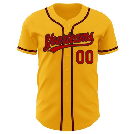 Custom Gold Red-Black Baseball Jersey - Authentic Design for Fans Custom Gold Red-Black Authentic Baseball Jersey