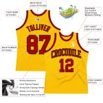 Custom Gold Red Black Basketball Jersey - Authentic Throwback Design Custom Gold Red-Black Authentic Throwback Basketball
