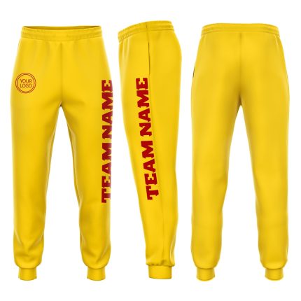 Custom Gold Red Fleece Jogger Pants for Men and Women - Comfortable Sweatpants Custom Gold Red Fleece Jogger Sweatpants