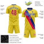 Custom Gold Red-Royal Soccer Jersey Uniform for Sublimation - Style 3598 Custom Gold Red-Royal Sublimation Soccer Uniform
