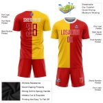 Custom Gold Red-White Soccer Uniform Jersey for Sublimation Fashion Style Custom Gold Red-White Sublimation Split Fashion